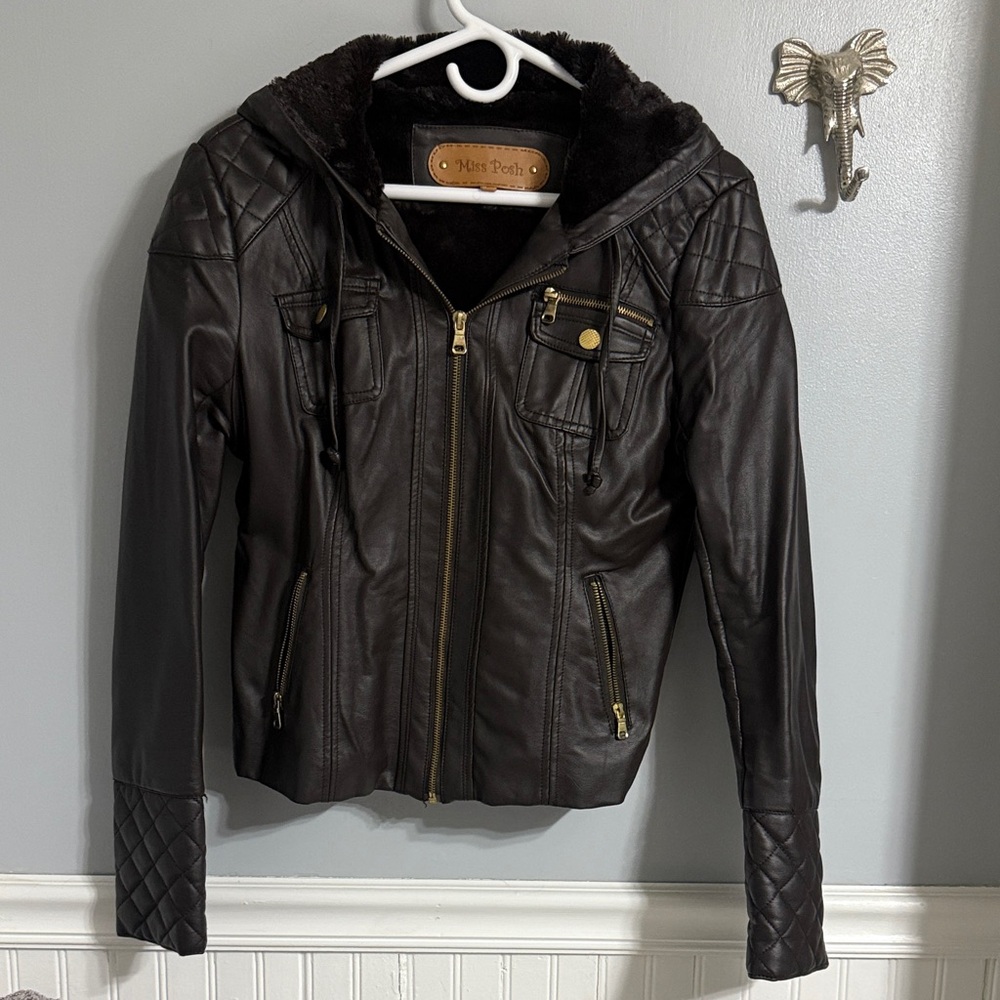 Women's Brown Faux Leather Jacket